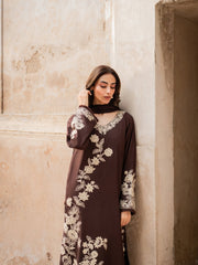 Brownish Embroidered 3Pc