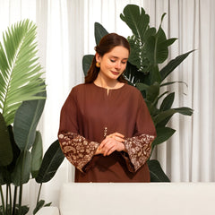 Brown Embroidered 2Pc