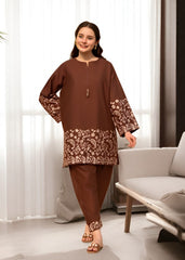 Brown Embroidered 2Pc