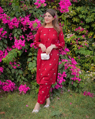 FLOWER EMBROIDERED 2PCS